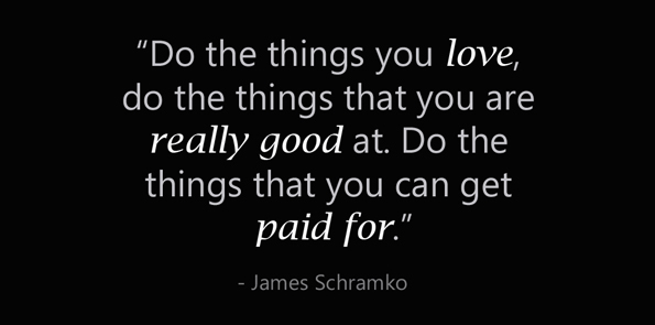 James Schramko says do the things you love, do the things that you are really good at. Do the things that you can get paid for.